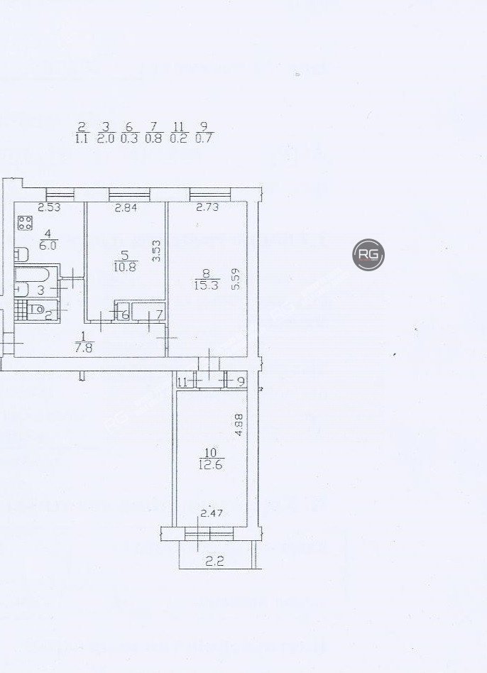   3-к квартира, 57.6 кв.м. 
