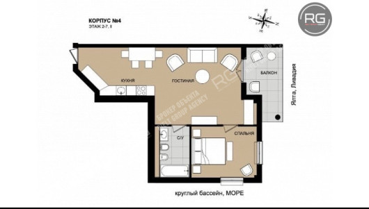 Апартаменты премиум класса, 66,7 м², Крым Республика, Ялта г., Без названия ул., д.60г, к.4