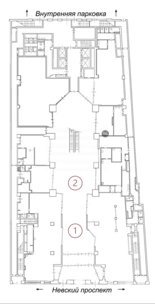 Аренда офиса, Невский у метро!, 1 354 м², Санкт-Петербург, Центральный район, Невский пр-кт., д.55