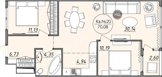 Квартира в ЖК бизнес-класса, 71 м², Крым Республика, Ялта г., Восход п.г.т., Наташинская ул., д.1