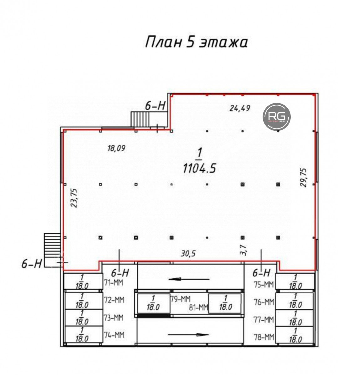   Продажа 1365 м2, 5 этаж, 1365 кв.м. 