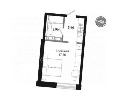 Миниатюра 8, Студия в апартаментах на ВО 26 м2, 26,62 м², Санкт-Петербург, Василеостровский район, Средний В.О. пр-кт., д.87, к.3