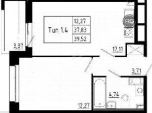 Миниатюра 7, Видовая 2Е с отделкой!, 37,83 м², Санкт-Петербург, Невский район, Октябрьская наб., д.38