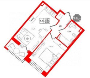 Миниатюра 1, Видовая квартира с отделкой!, 37,83 м², Санкт-Петербург, Невский район, Октябрьская наб.