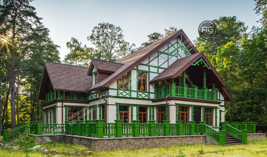 Вилла в стиле «русская усадьба», 710 м², Санкт-Петербург, Курортный район, Зеленогорск г., Курортный, 2-я Пляжевая ул., д.1, литер Л