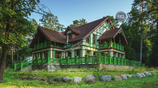 Вилла в стиле «русская усадьба», 710 м², Санкт-Петербург, Курортный район, Зеленогорск г., Курортный, 2-я Пляжевая ул., д.1, литер Л